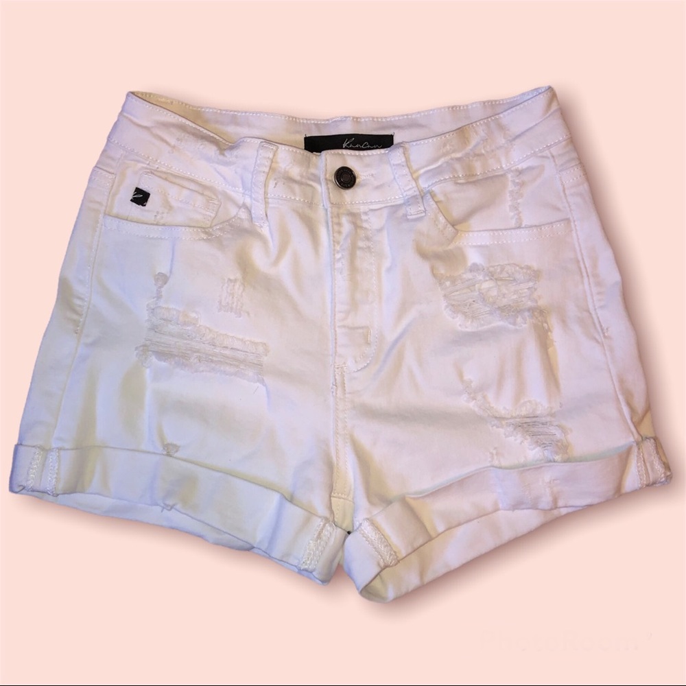 White Distressed Jean Shorts